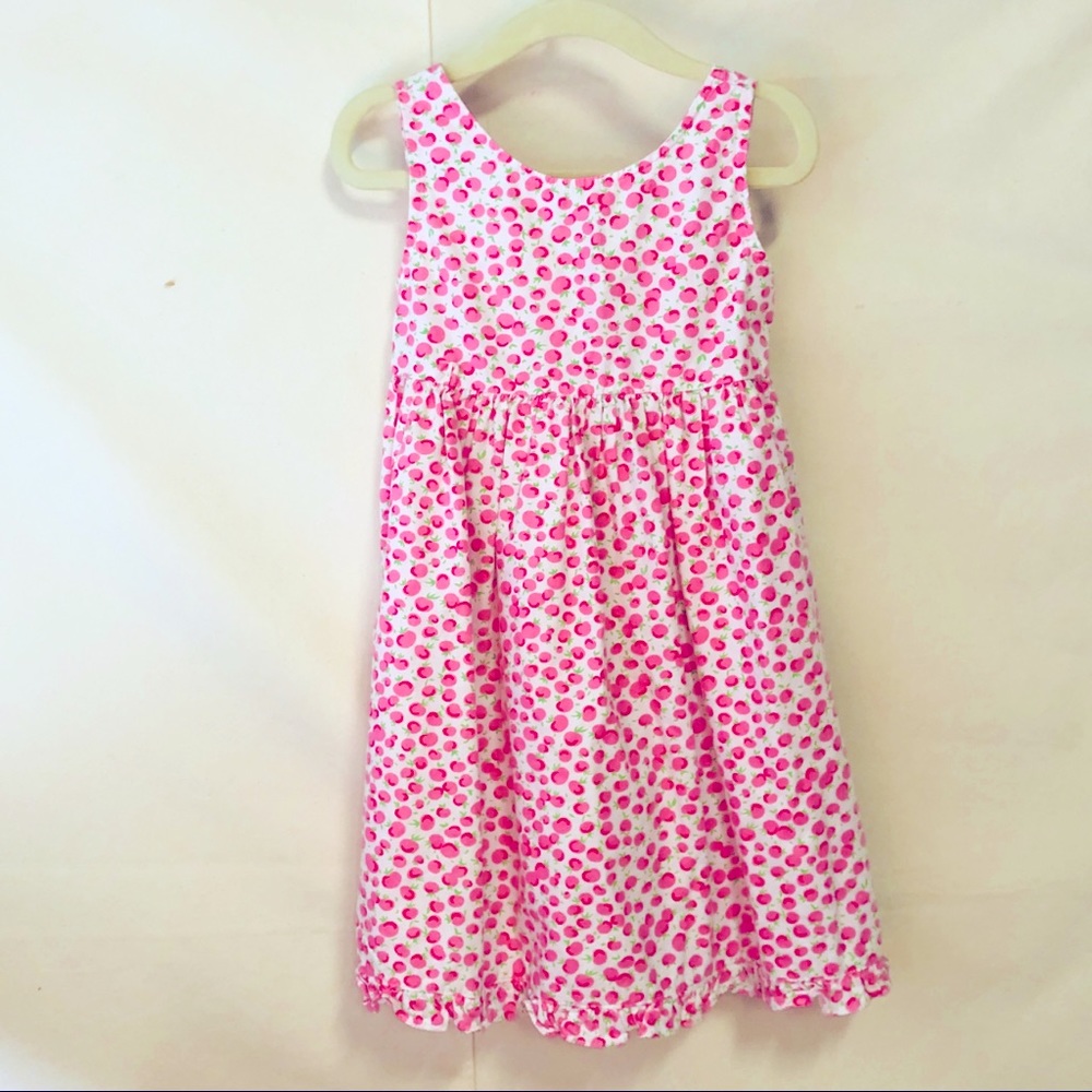 Girls Pink & White Apples Sundress - Size 4T